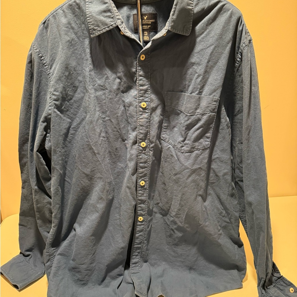 Men's Blue Long Sleeve Button Up American Eagle Outfitters ( 164)